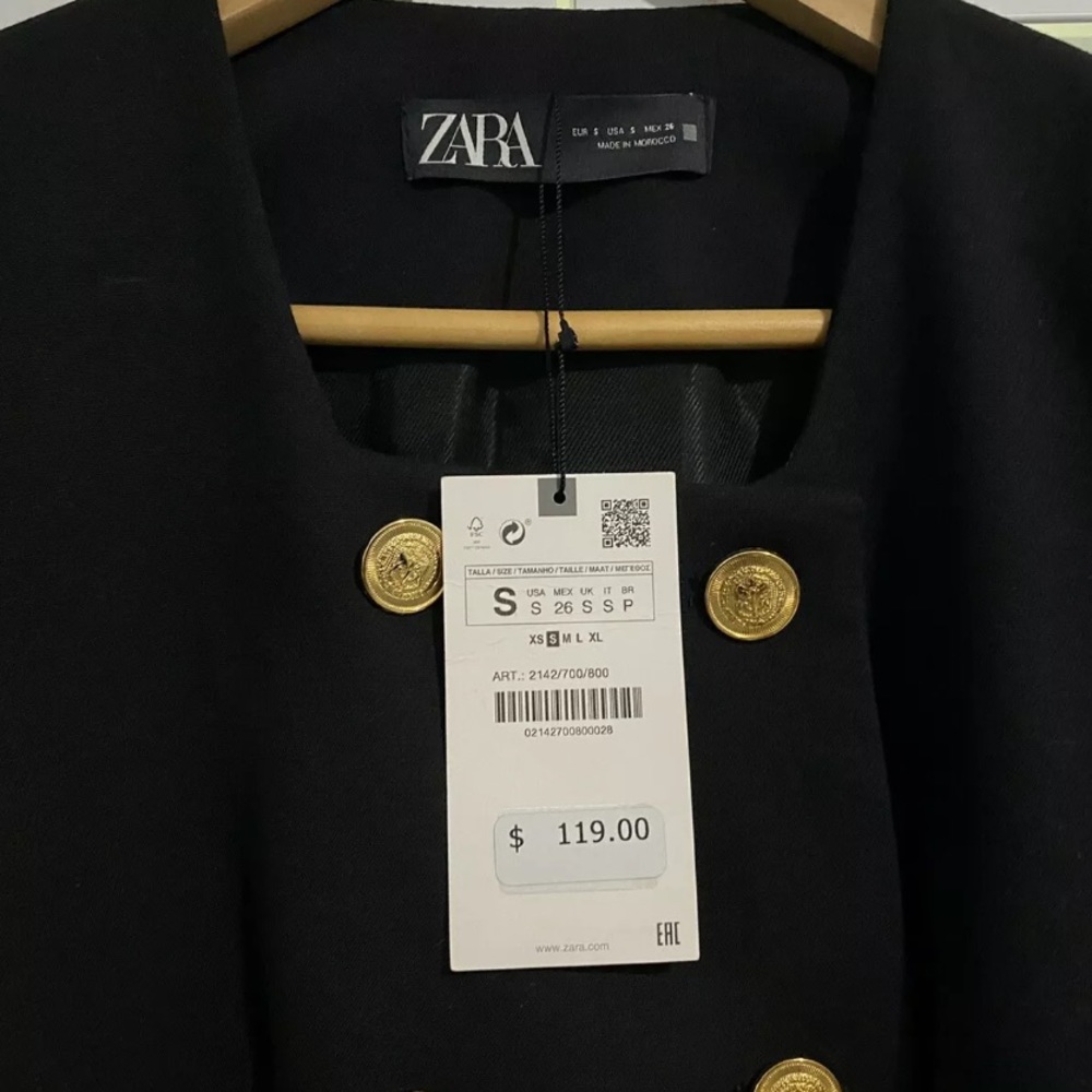 ZARA WOMAN NWT LONG BELTED BLAZER Belted Dress SIZE S. Sold Out $119.. - Picture 6 of 14